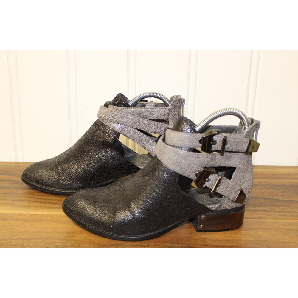 Vintage Everly-PL by Jeffrey‎ Campbell Boots Western Black Metallic Size 6.5